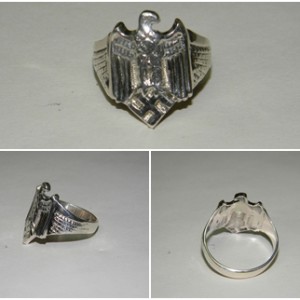 German WW2 Swastika Eagle Silver Ring
