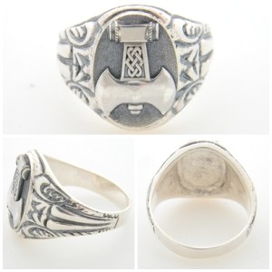 Labrys Double axe sterling silver ring