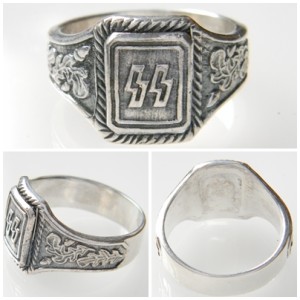 WW2 German Reproduction SS Runes with Oakleaves Ring