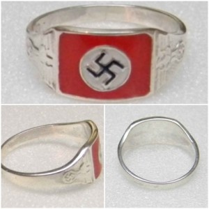 German Nazi NSDAP Swastika silver ring