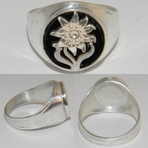GERMAN RING EDELWEISS ALPEN DIVISION MILITARY silver