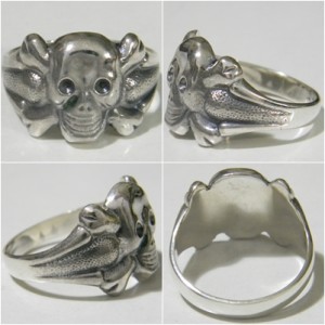 Silver rings Skull with bones WW1