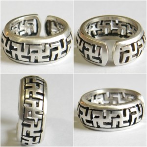 Silver ring Buddhist swastika