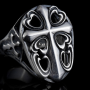 Sterling Silver Biker Ring Cross