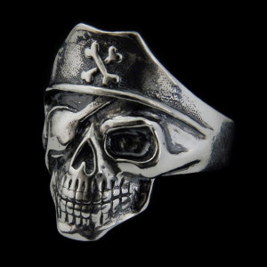 Sterling Silver Biker Ring Skull Pirate