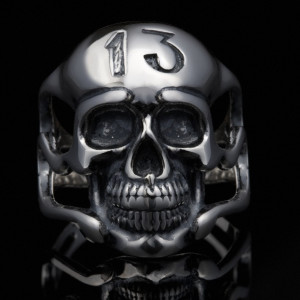 Skull Number 13 Sterling Silver Biker Men’s Rings