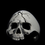 Sterling Silver Biker Ring Skull with Crack